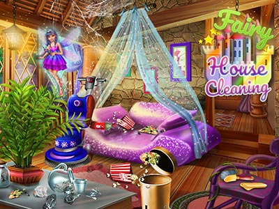 Step into this magical land and help the fairy clean up her house! New guests have to arrive and the