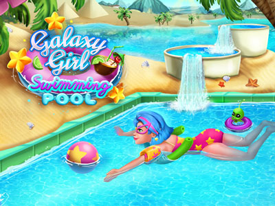 Piscină Galaxy Girl: Galaxy Girl a venit pe Pământ pentru un loc de relaxare lângă piscină. Es