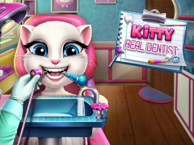 This adorable kitten woke up with a cavity that she has to solve at the dentist! Be a good doctor an