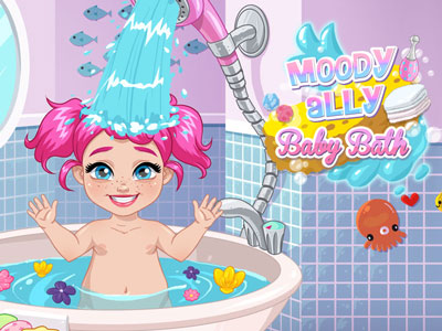 Let's make Moody Ally happy for the rest of the day! Give her a bubble bath, use the toys to cheer h