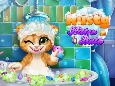 Rusty's an adorable tabby kitten who now needs your help to take a bubble bath! Clean up the adorabl