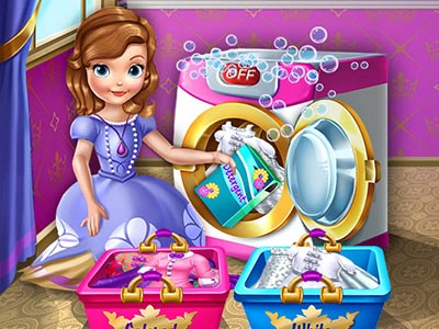 Laundry day is so much fun! Join this young princess and help her wash her clothes. Begin by separat
